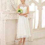 Ivory Lace Chiffon Beach Wedding Dress with Beaded Details