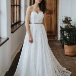 Strapless A-Line Bridal Gown with Lace Details