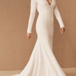 Long Sleeves V-Neck Mermaid Wedding Party Dress