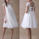 Short Empire Waist Lace Tulle Cap Sleeve Pregnant Bridal Dress