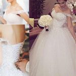 Ball Gown Lace Court Train Tulle Off-The-Shoulder Wedding Dress