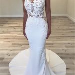 Sleeveless Mermaid Modern Wedding Dresses with Sheer Tulle