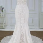 Appliques Mermaid Wedding Dress with Spaghetti Straps