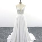 Lace Chiffon A-Line Wedding Dress with Spaghetti Straps