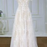 Lace Tulle A-Line Wedding Dress with Spaghetti Straps