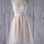 Lace Tulle Short Wedding Dress with Spaghetti Straps