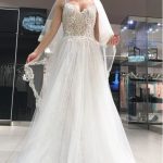 Long Tulle Beach Wedding Dress with Simple Backless Design and Lace Spaghetti Straps