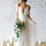 V-neck A-line Sexy Backless Floor Length Wedding Dresses with Spaghetti Straps