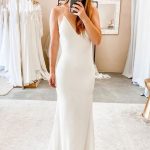 Sheath Wedding Dresses with Modern Backless Bridal Gowns and Spaghetti Straps