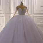 Jewel Sequined Long Sleeves Princess Wedding Dress with Sparkly Touch