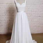 Lace Chiffon A-line Wedding Dress with Square Neck