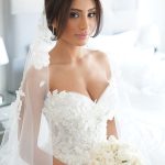 Ball Gown Sweetheart Cathedral Lace Tulle Bridal Dress with Strapless Design