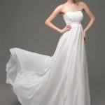 Chiffon A-Line Empire Waist Wedding Gown with Pearl Belt Strapless Design