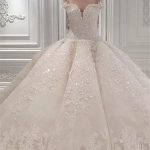 Sparkle Luxurious Train See-through Ball Gown Wedding Dress without Straps