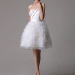 Sweatheart Satin Short Bridal Gown with Tulle Tiered Skirt Strapless