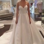 A-line Court Satin Bridal Gown Wedding Dress with Pleats Strapless Sweetheart