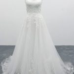 Tulle Chapel Train A-line Wedding Dress without Straps