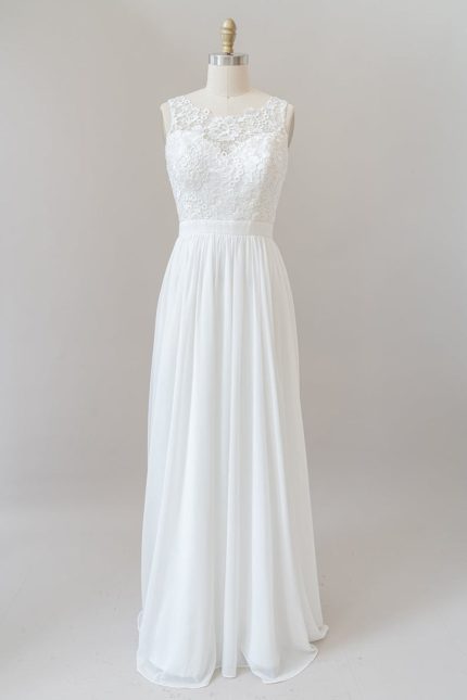Lace A-line Boho Wedding Dress with Straps