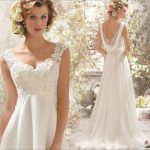 Empire Waist V-neck Backless A-line Wedding Dress Stunning