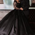 Princess Black Wedding Dresses with Sleeves Stunning