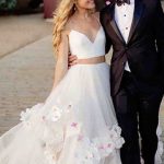 A-Line Two Piece Spaghetti Tulle Long Prom/Wedding Dress with Flowers Stylish