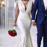 Long Deep V Neck Sleeveless Straps Mermaid Wedding Dresses Stylish