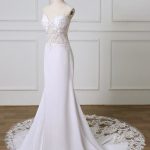 Mermaid Lace Appliques Boho Wedding Dresses with Train Sweet