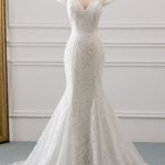 Short Sleeve Lace Mermaid Wedding Dress Sweetheart