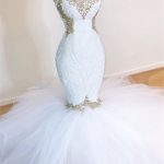Sleeveless Lace Tulle Appliques Sequins Mermaid Wedding Bridal Gowns Sweetheart