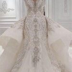 Sparkle Beaded Mermaid Bridal Gowns With Overskirt Sweetheart