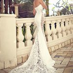 White Lace Wedding Dresses Mermaid Zipper Sleeveless Bridal Dresses Sweetheart