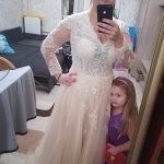 Lace Tulle Long Sleeve A-Line Wedding Dress V-Neck Style