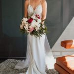 Lace Top Spaghetti Strap Backless Long Cheap Wedding Dress Vintage Chic