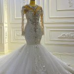 Long Sleeve Appliques Lace Beading Sequins Mermaid Wedding Dress Vintage Glamour