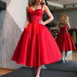 Wedding Dress 1950s Red Wedding Dresses Straps Pleated Bridal Dresses Vintage Retro