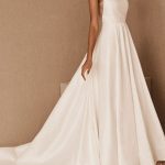 Wedding Dress Jewel Neck Sleeveless Natural Waist Floor Length Backless Matte Satin Cathedral Train Bridal Dress Vintage Sophistication