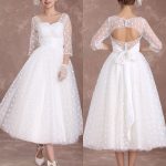 Vintage Short Ivory Bridal Dresses with Open Back and Polka Dot Ribbon Sash Exclusive Vintage Style
