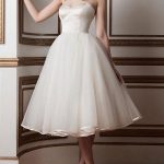 Vintage Sweetheart Neck Sleeveless A-Line Tea Length Bridal Dress Vintage Romance