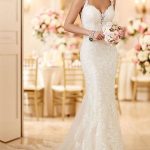 Mermaid Bridal Gowns with Queen Anne Neckline and Sleeveless Lace Design Vintage Glamour