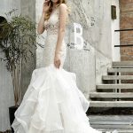 Mermaid Bridal Gowns with V-Neck and Sleeveless Lace Design Vintage Sophistication