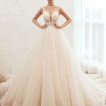 Elegant A-Line V-Neck Sleeveless Tulle Bridal Gown with Train