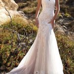 Timeless V-Neck Mermaid Sleeveless Lace Embellishment Bridal Gown with Train