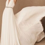 Chic Deep V-Neck Beaded Sash Chiffon Bridal Dress