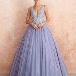 Princess A-Line Floor Length V-Neck Sleeveless Raised Waist Lace Tulle Bridal Gown