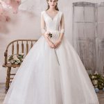 Elegant Princess Silhouette Floor Length V-Neck Sleeveless Natural Waist Beaded Lycra Spandex Bridal Gown