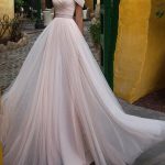 Graceful A-Line Off-The-Shoulder Short Sleeves Sash Sweetheart Neck Bridal Dress