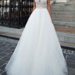 Beautiful Jewel Neck A-Line Floor Length Beaded Sash Tulle Pageant Bridal Gown