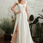 Romantic A-Line Court Train Spaghetti Straps Sweetheart Neck Satin Bridal Gown