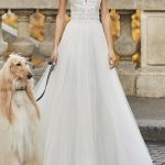 Enchanting A-Line Floor Length Sleeveless Applique V-Neck Bridal Gown