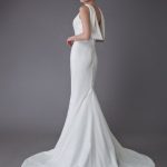 Graceful Ivory Sheath Simple Bridal Dress with Cowl Back and Train
